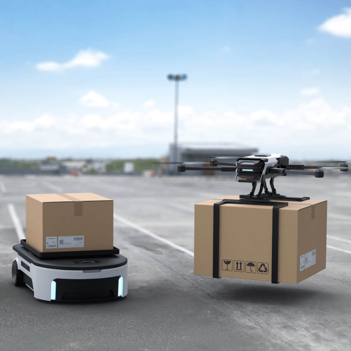 Side View of Drones and Robots